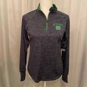 Notre Dame Zip mock neck fitted pullover in performance fabric